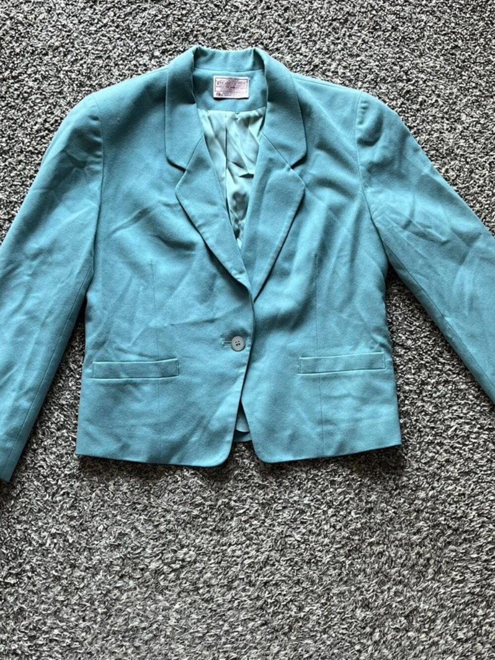 Vintage 80s Pendleton Blue 100% Wool Blazer Petite S/M Interview Professional